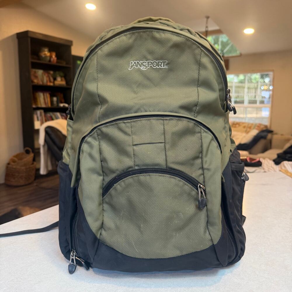 JANSPORT AirLift 2.0 Olive Green Laptop Backpack Bookbag Clamshell Tech Bag